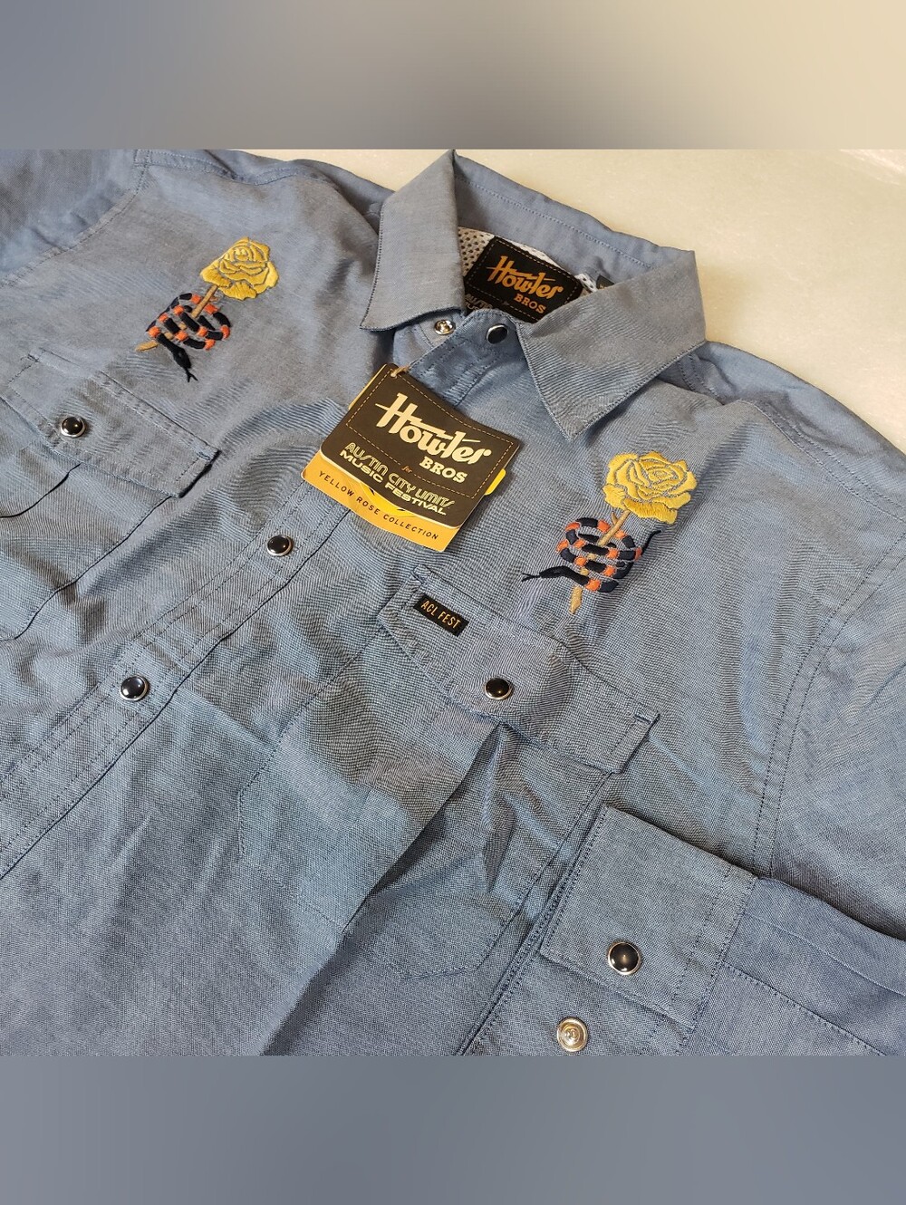 NWT Howler x ACL 2021 Men's Large Western Shirt Yellow Rose Collection Southwest